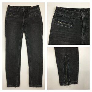 WE THE FREE PEOPLE Dark Gray/Black Zip Pockets & Hem Skinny Jeans